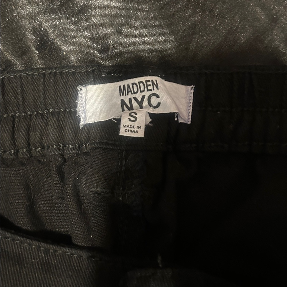 Madden NYC women's Black Cargo Pants with Elastic Waist